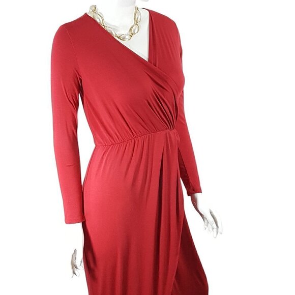 MICHAEL STARS  LONG-SLEEVED RED WRAP DRESS SZ SMALL - Picture 6 of 7